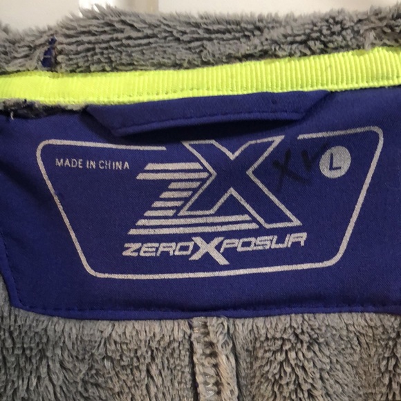 Zero X Posur Women's blue soft shell jacket size L fleece zip front, hood - Picture 2 of 5